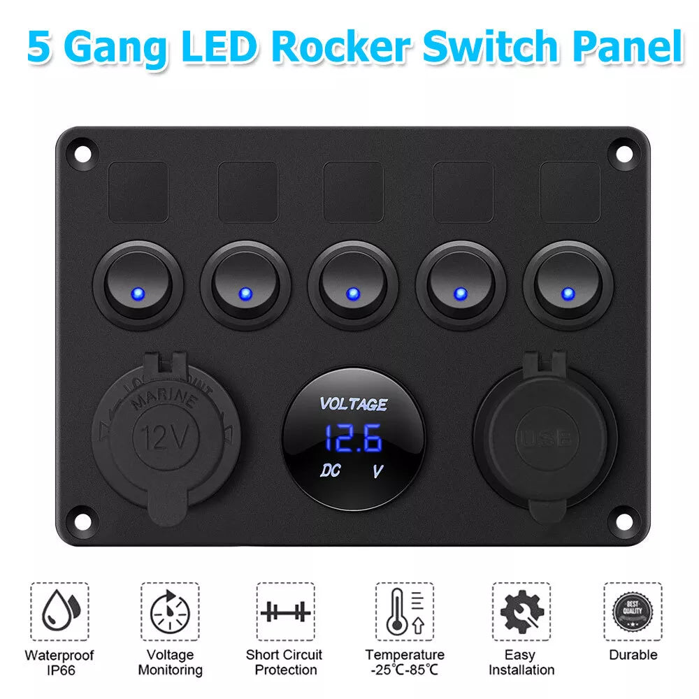 5 Gang Rocker Switch Panel