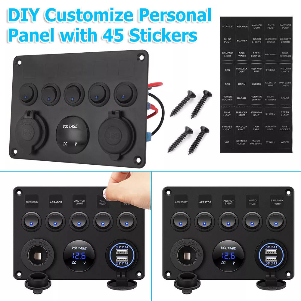 5 Gang Rocker Switch Panel