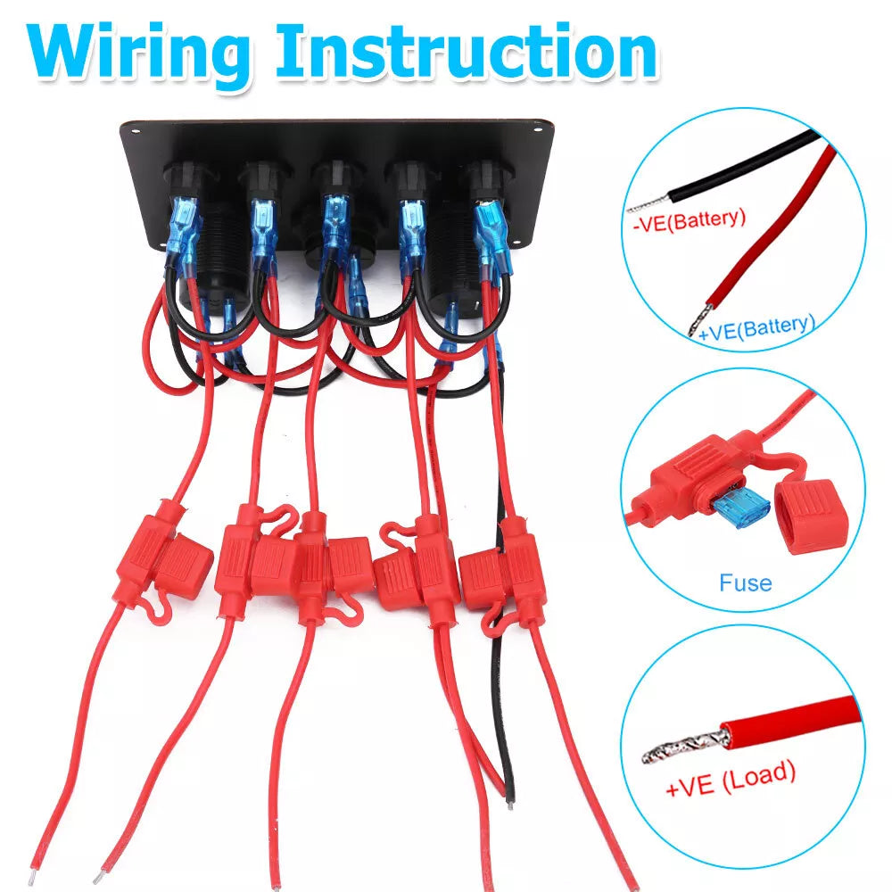 5 Gang Rocker Switch Panel