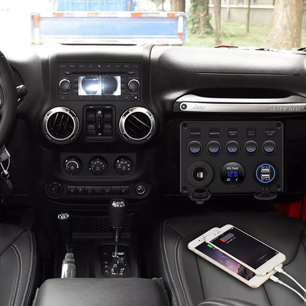 5 Gang Rocker Switch Panel