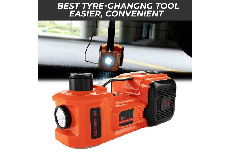 5Ton 12V Car Electric Hydraulic Floor Jack Lift + Impact Wrench Kit Box 3 in 1