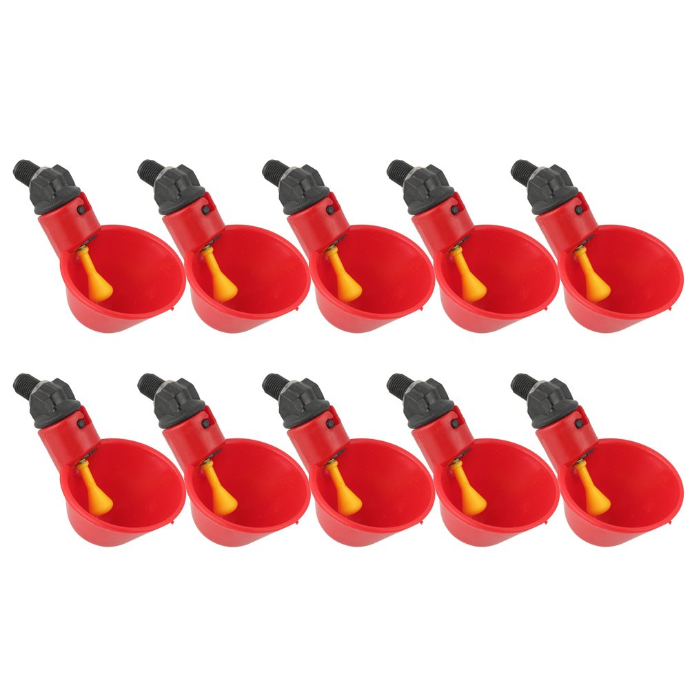 Chicken Drinker Cups - 10 Pack Automatic Poultry Water Feeder with Peck Trigger