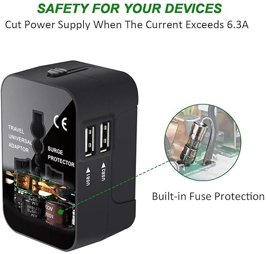 Worldwide All in One Universal Travel Adaptor with Dual USB Charging Ports