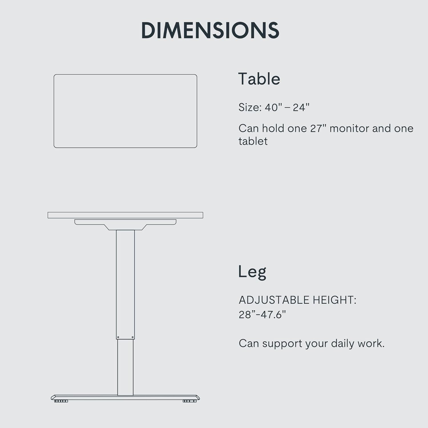 Height Adjustable Desk Table 120 x 60CM