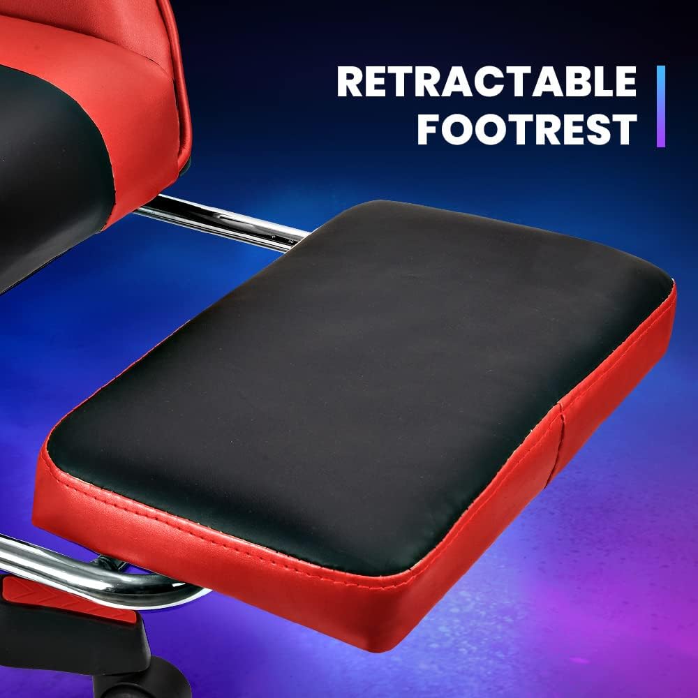 Gaming Chair with Bluetooth Speaker and RGB Light (Red and Black)