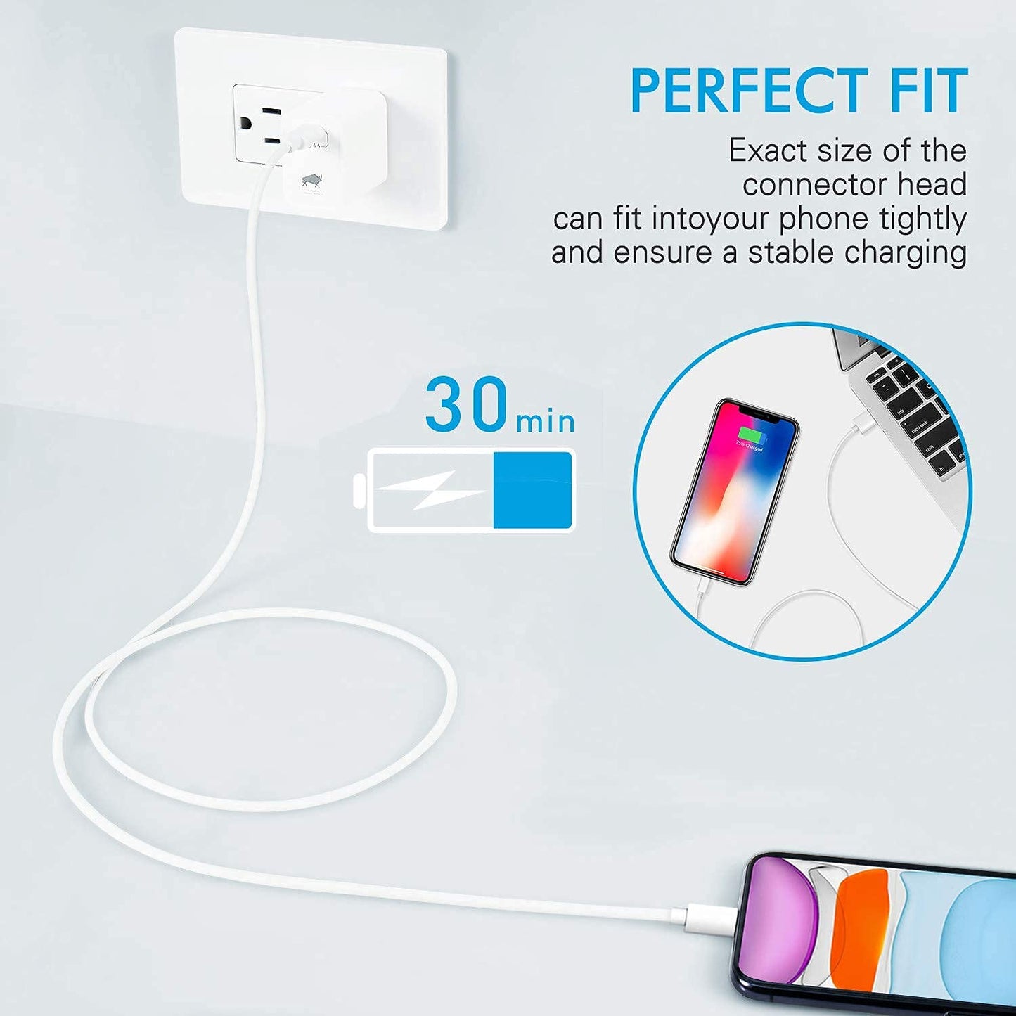 Compatible Replacement with iPhone Lightning to USB Cable 1m