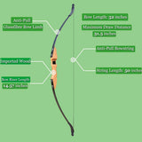 40lbs Archery High Strength Hunting Recurve Bow (Wood)