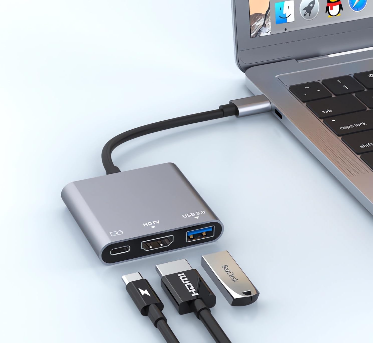 Type C To USB 3.0 HDMI Female 4K Hub Adapter