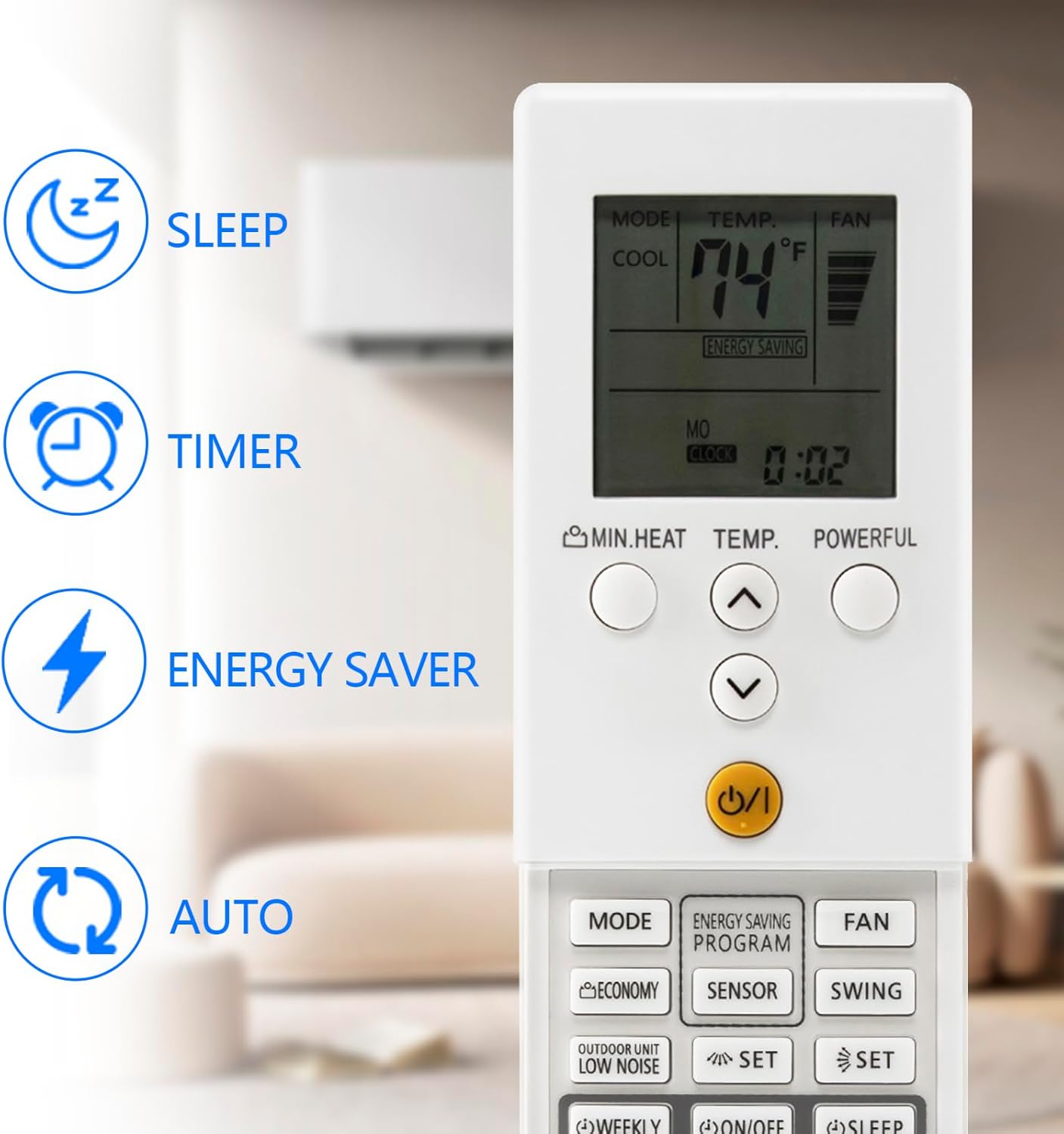 Fujitsu Air Conditioner Heat Pump Replacement Remote Control