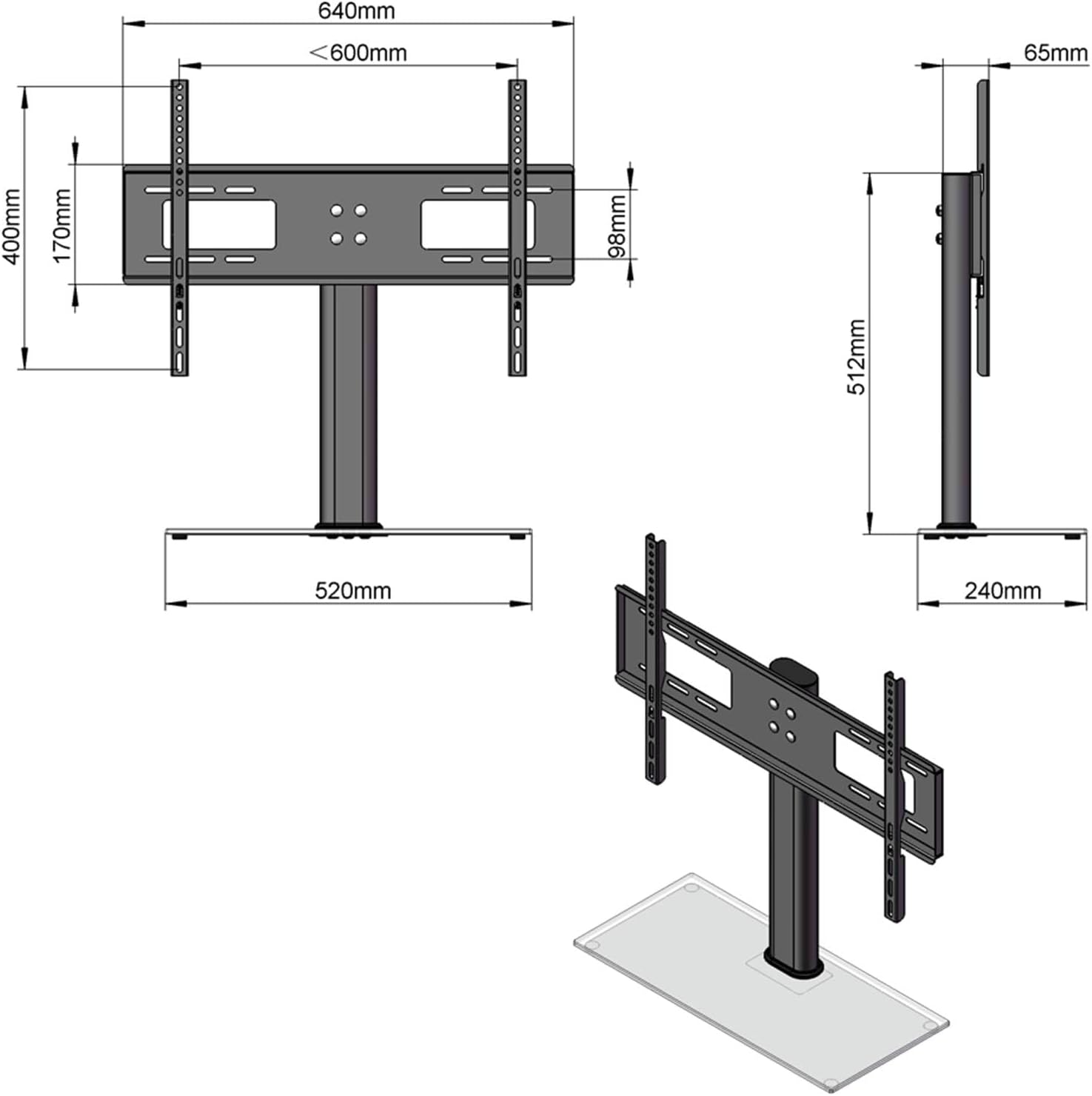 Universal TV Stand Table Top TV Stand