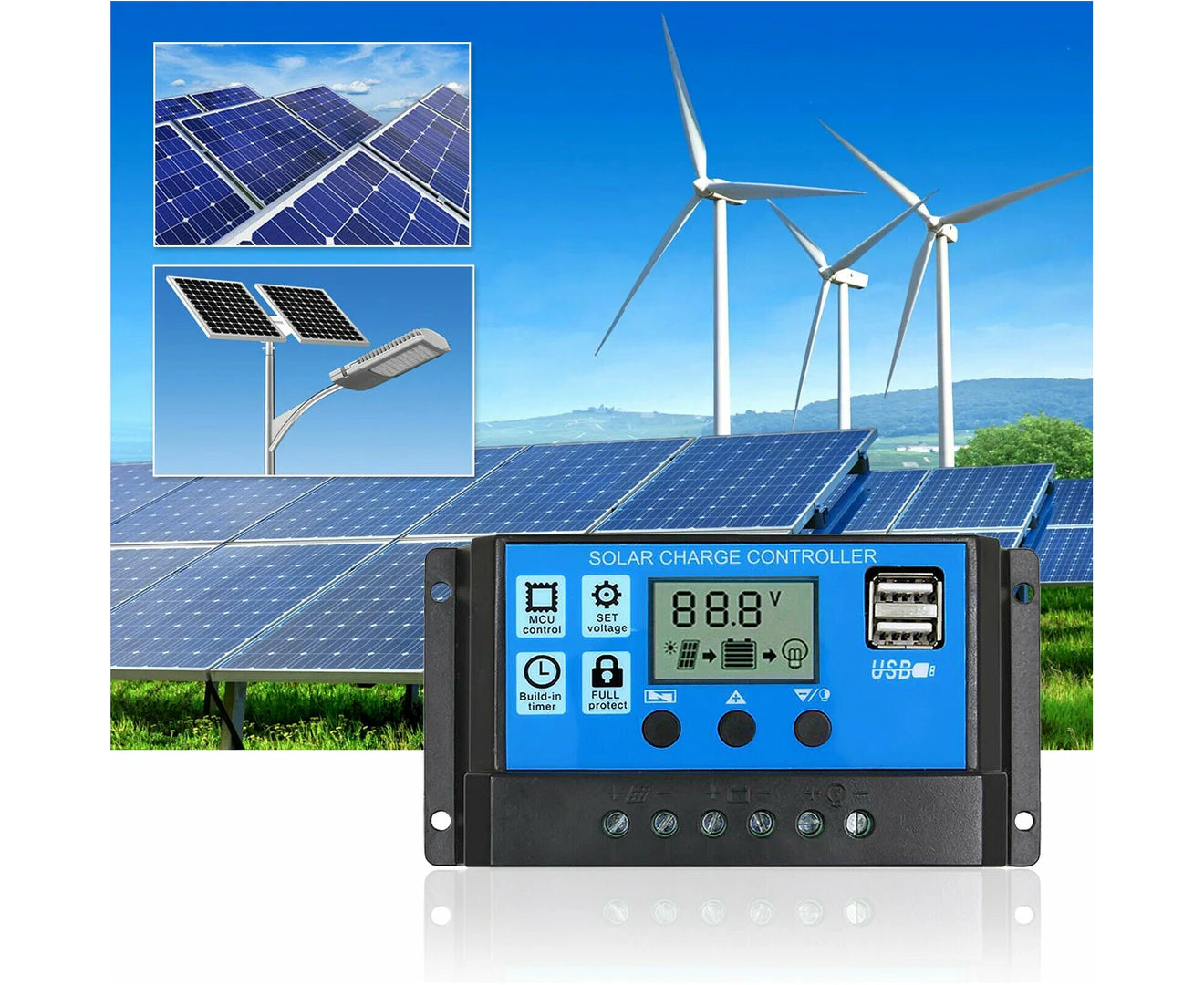 20A Solar Charge Controller USB 12V 24V
