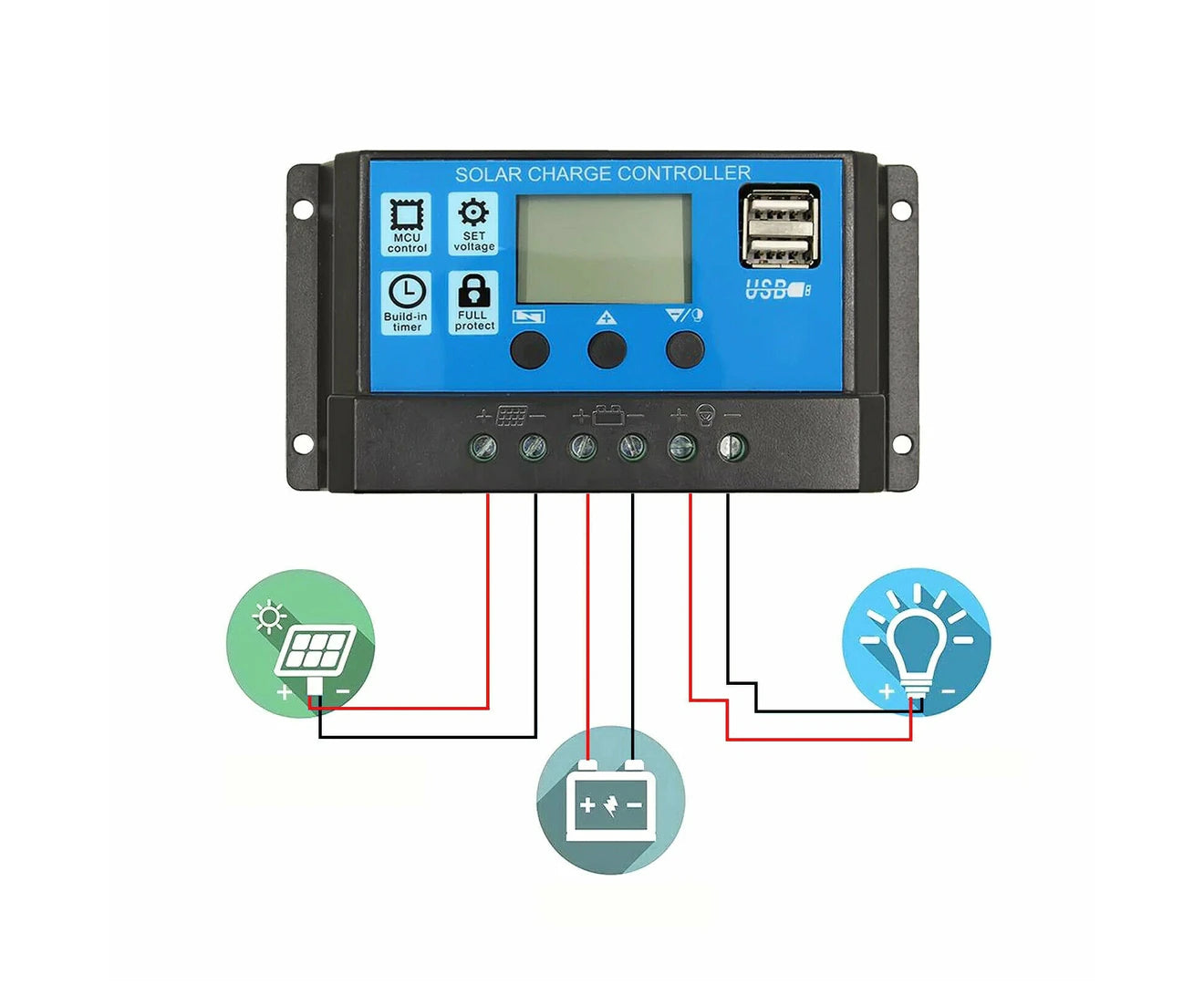 20A Solar Charge Controller USB 12V 24V