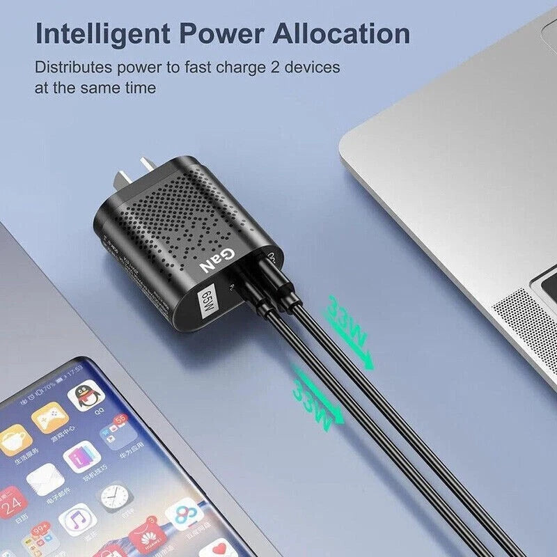 65W GaN USB C PD Fast Charging Wall USB C Charger Power Adapter Type C