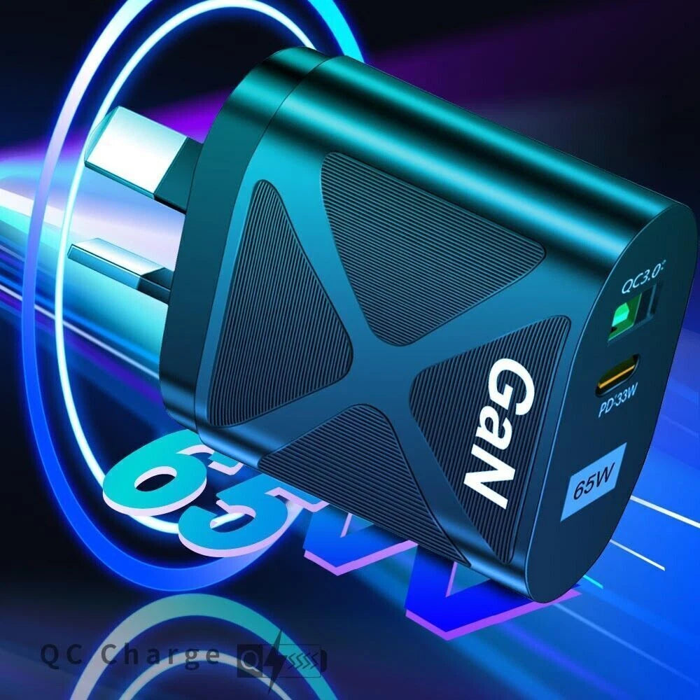 65W GaN USB C PD Fast Charging Wall USB C Charger Power Adapter Type C