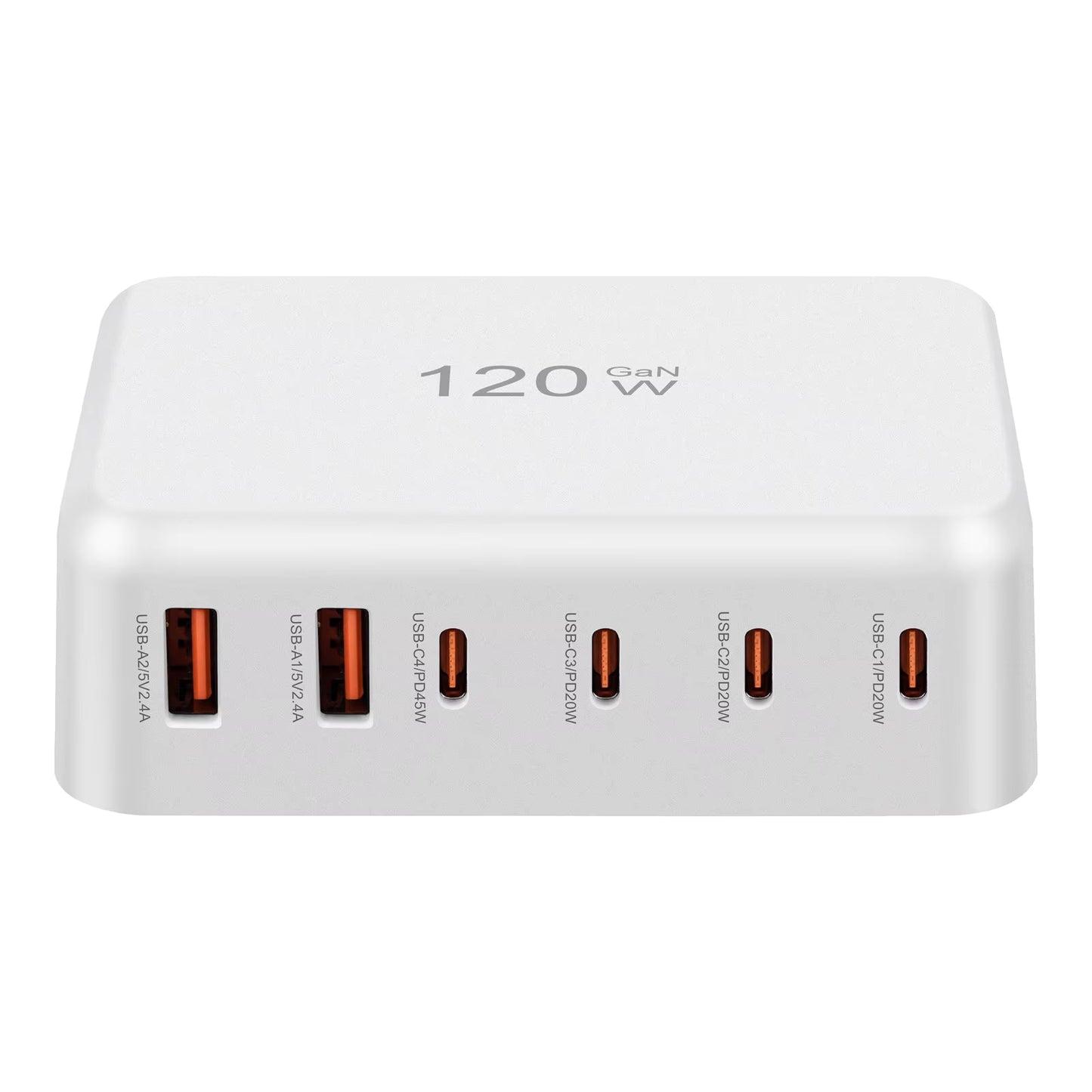6 Port 120W USB C Charging Station GaN Fast Charging Hub