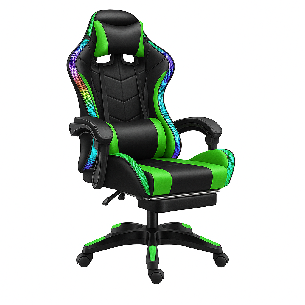 Gaming Chair Racing Chair with Speaker and RGB Light (Green)