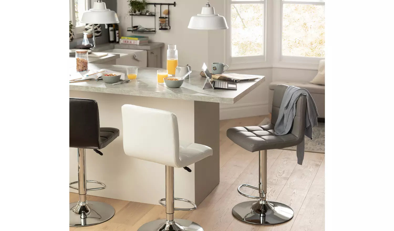 Height Adjustable Bar Stool PU Leather Bar Stools