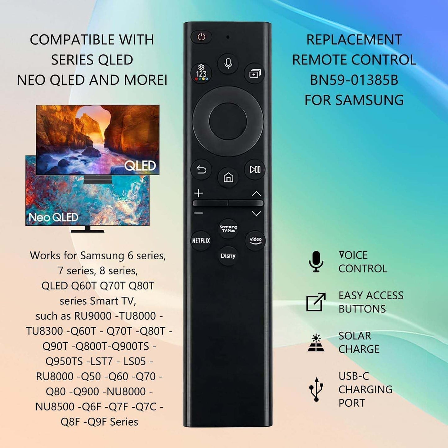 Replacement Remote compatible with Samsung Smart Solar TV Remote