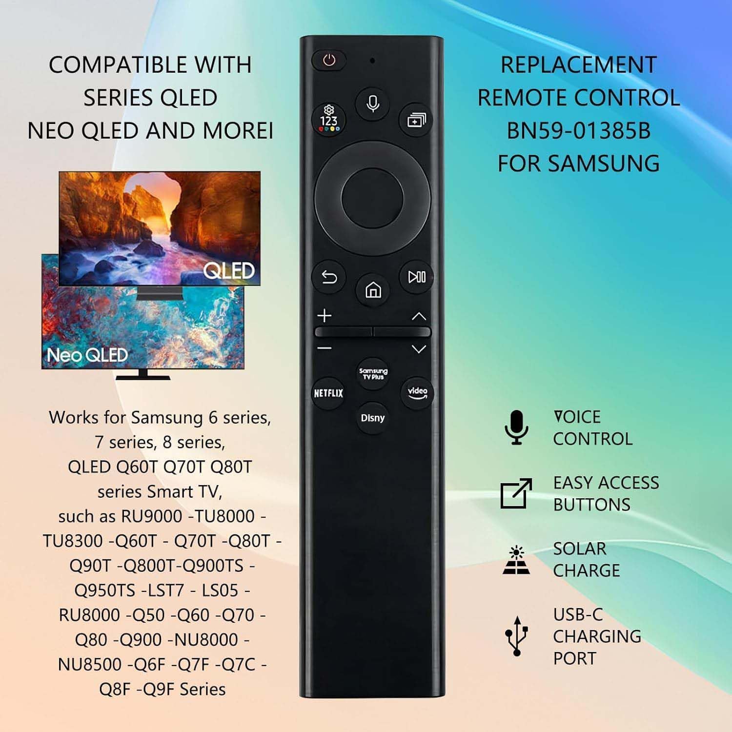 Replacement Remote compatible with Samsung Smart Solar TV Remote