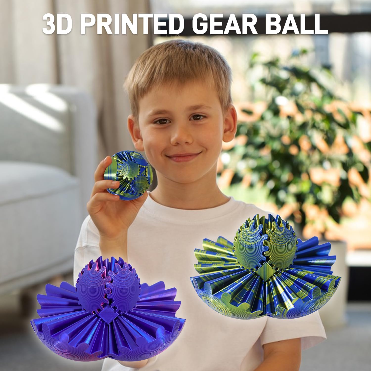 3D Printed Gear Ball Spin Ball Fidget Toy