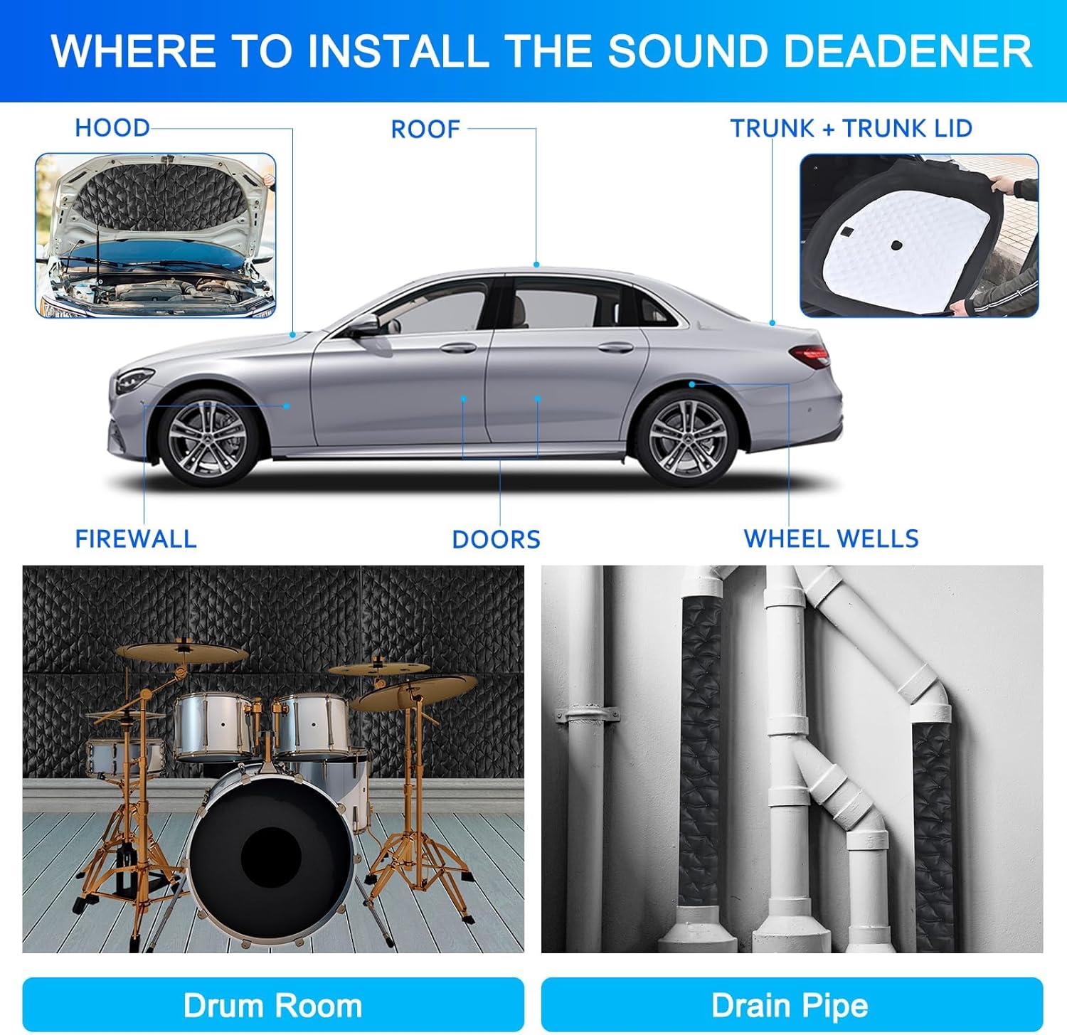 Car Butyl Rubber Sound Deadener Sound Proofing NoiseProofing Self Adhesive