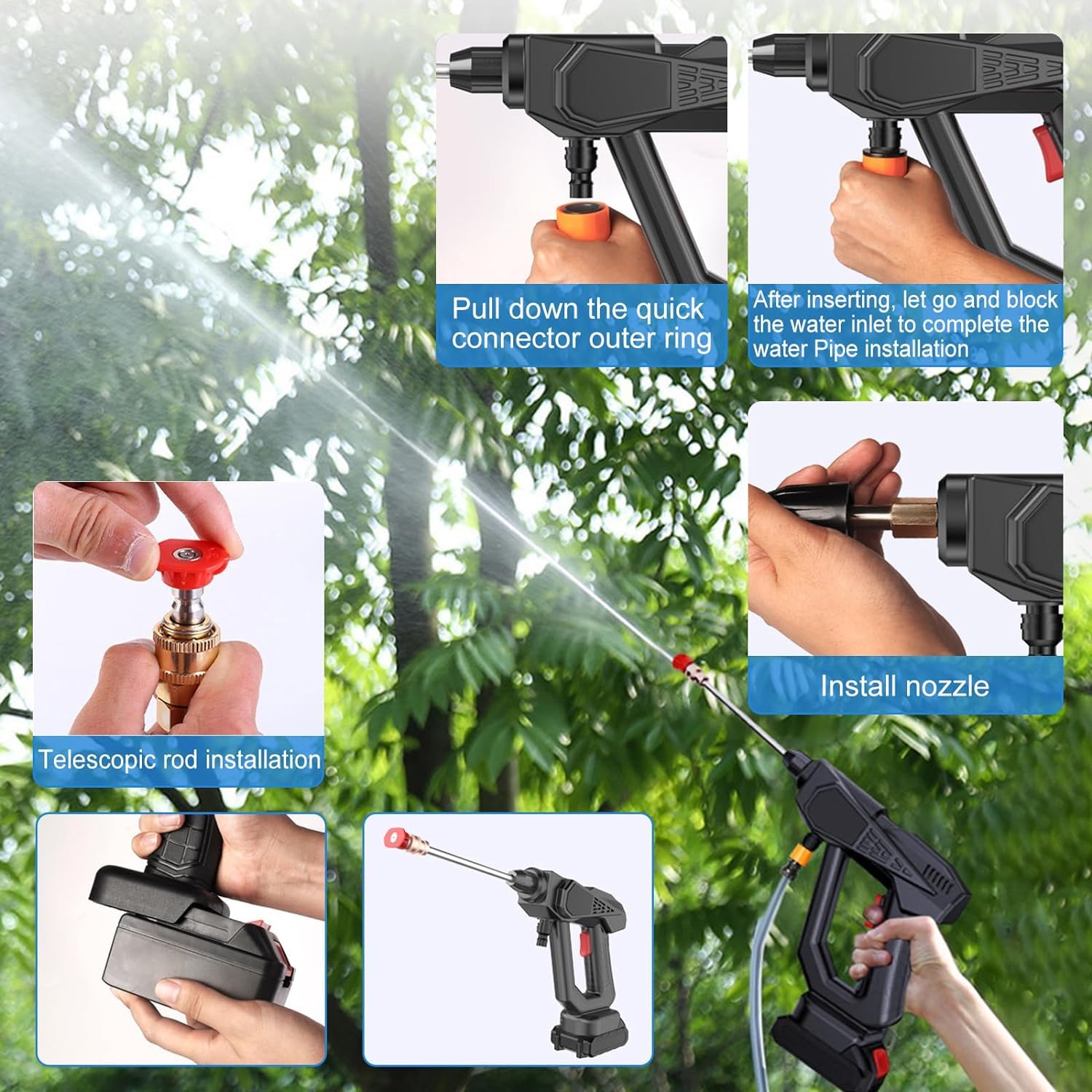 Cordless Portable High Pressure Washer, High Pressure Washer, Handheld High Pressure Car Washer Gun