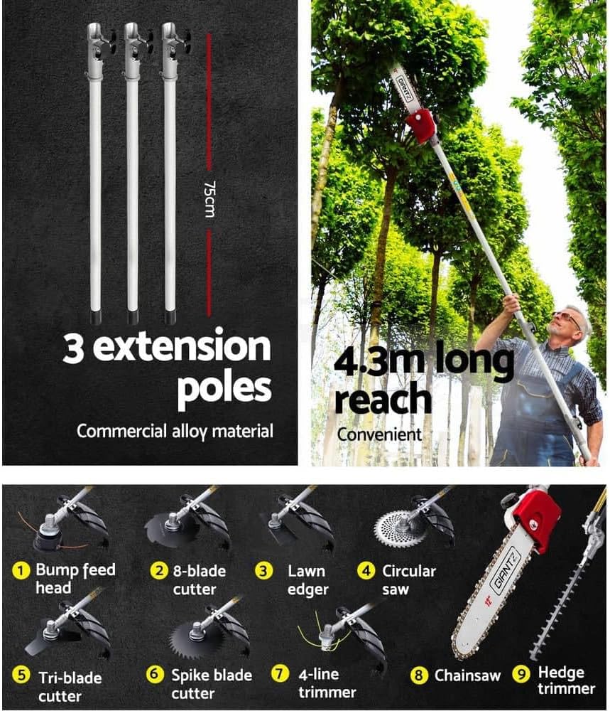 High-Powered Brush Weed Cutter Saw Hedge Trimmer 10 In 1