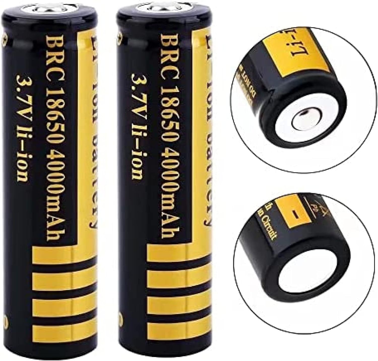 18650 4000mAh 3.7V Rechargeable Lithium Batteries (2Pcs)