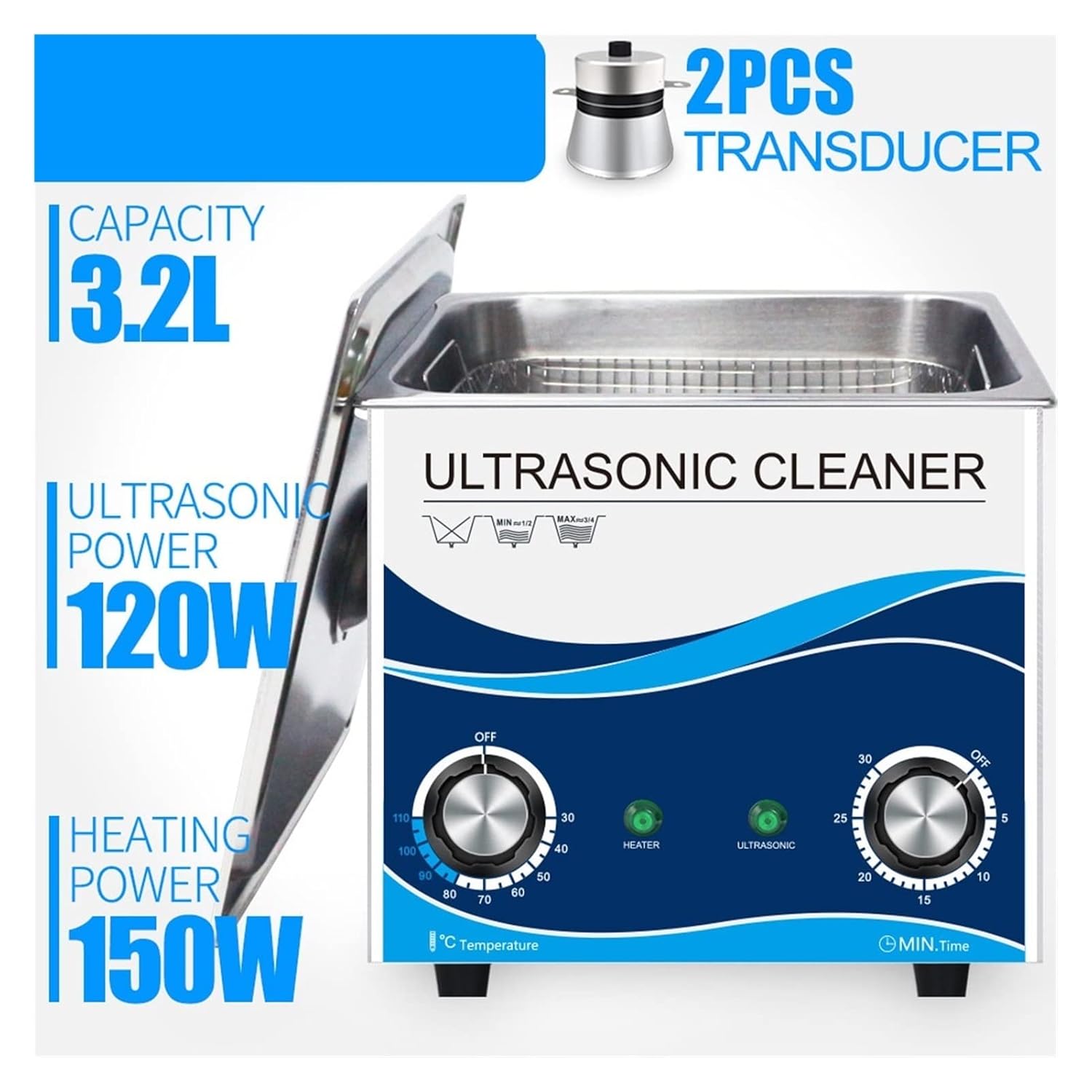 Heated Ultrasonic Cleaner 3.2L Ultrasonic