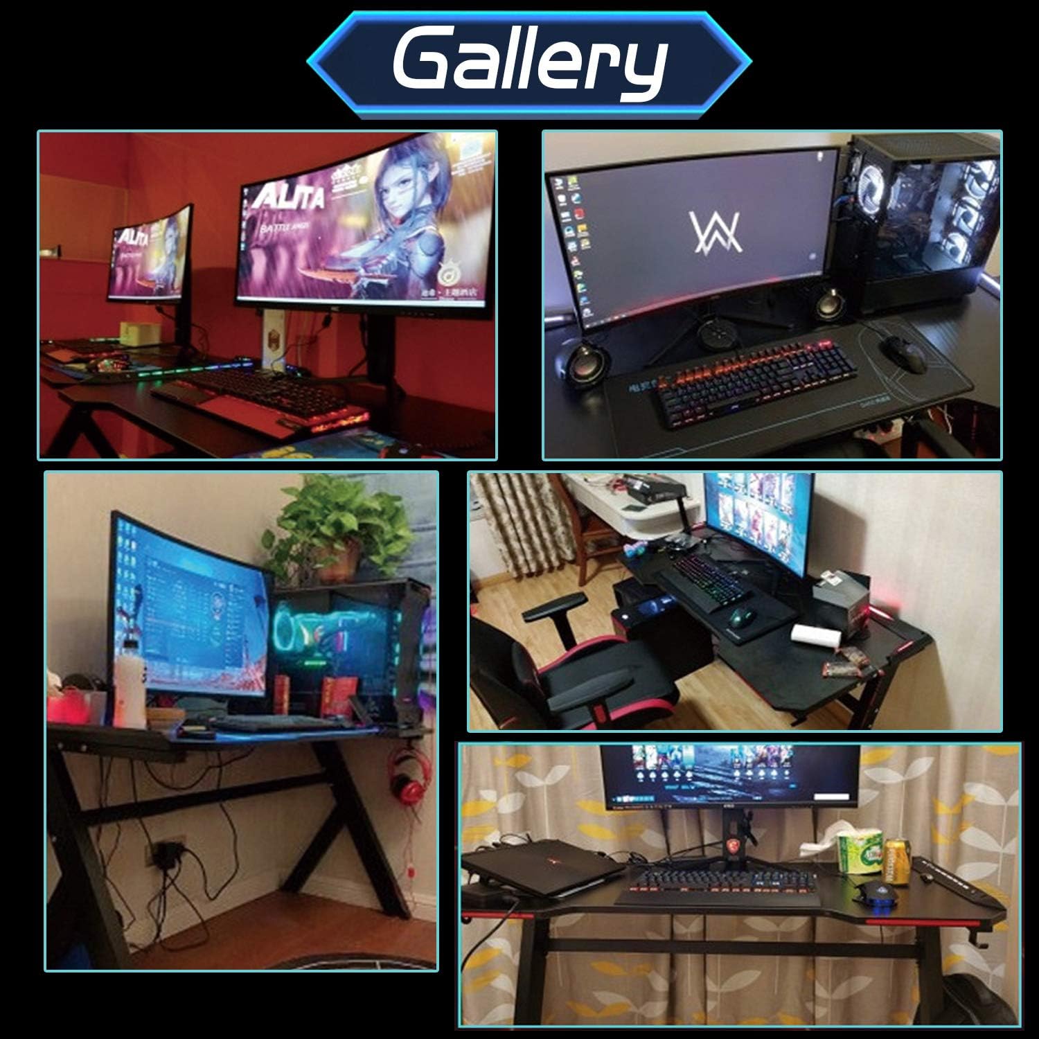 100cm RGB Gaming Desk with Wireless Charger Computer Tables