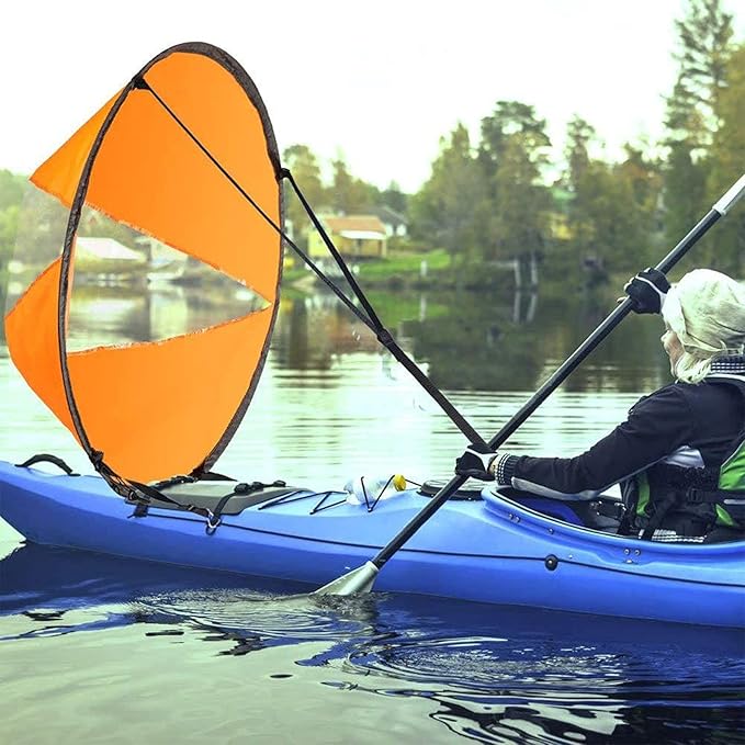 42in Sail Foldable Kayak Boat Wind Sail (Orange)