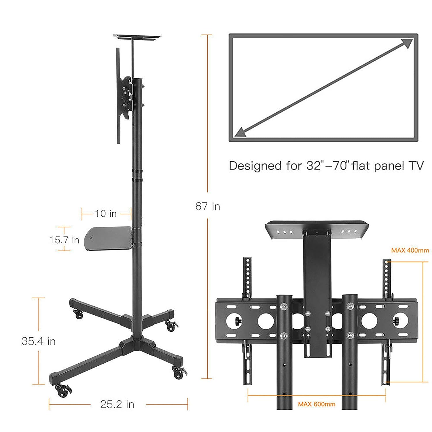 Height Adjustable TV Stand 32” to 65”
