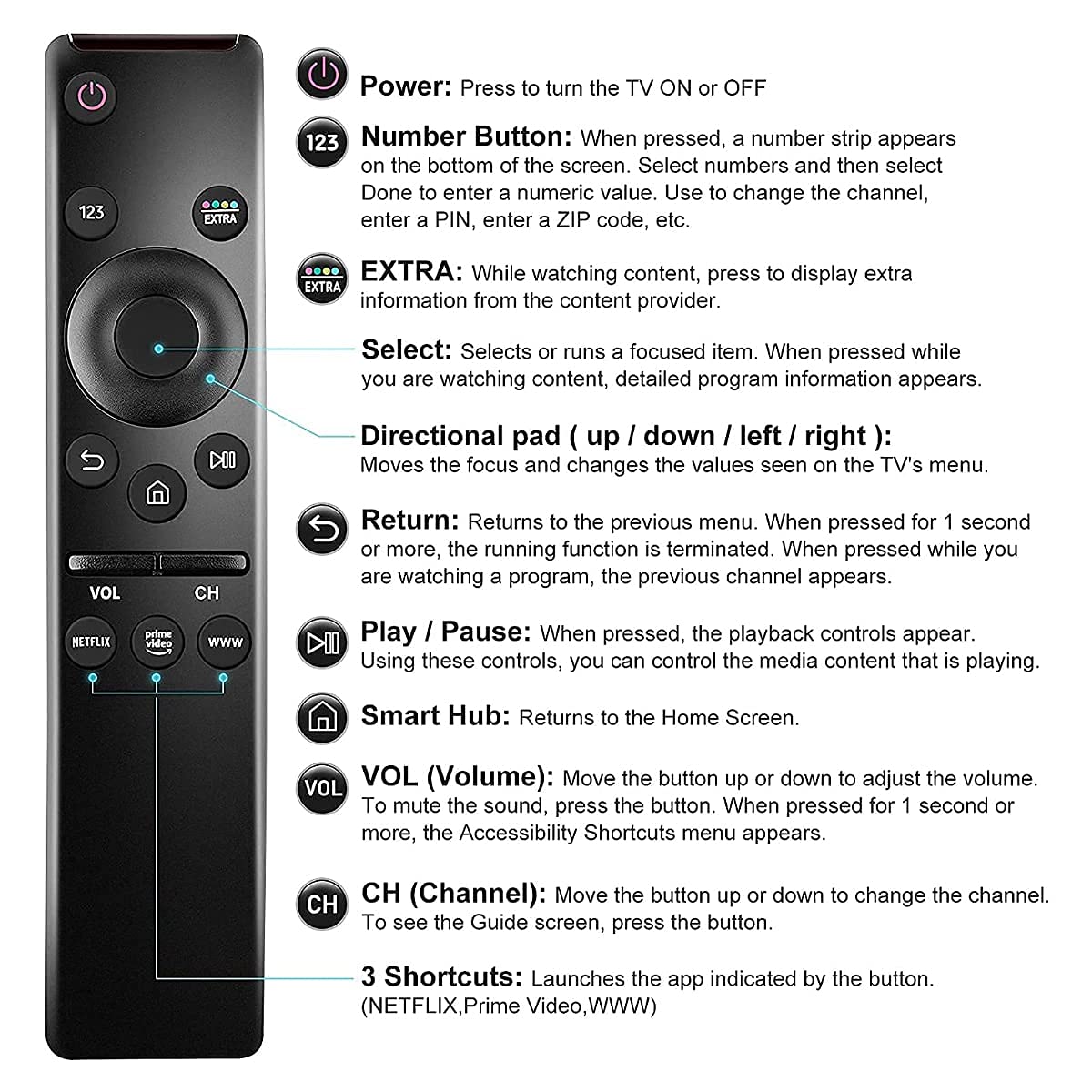 Replacement Remote compatible with Samsung Tv Remote Replacement Samsung Remote