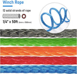 Synthetic Winch Rope Blue 15m 6mm