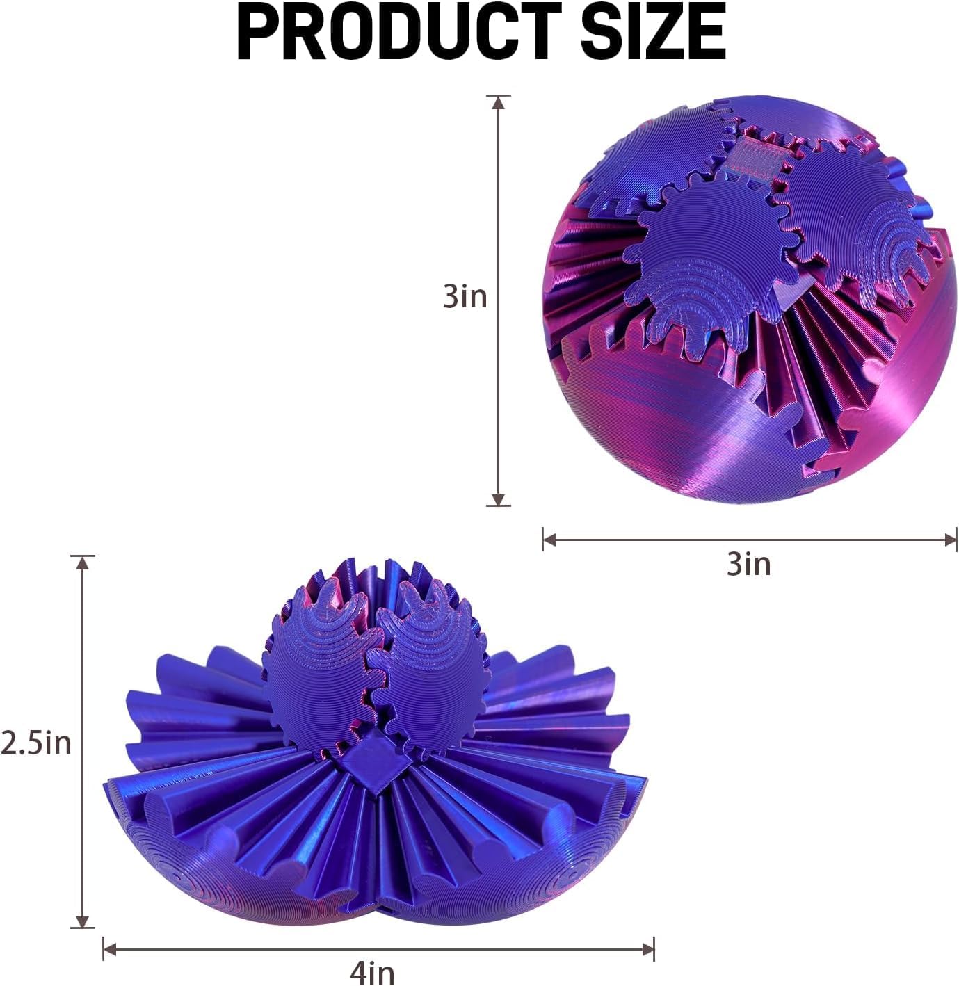 3D Printed Gear Ball Spin Ball Fidget Toy