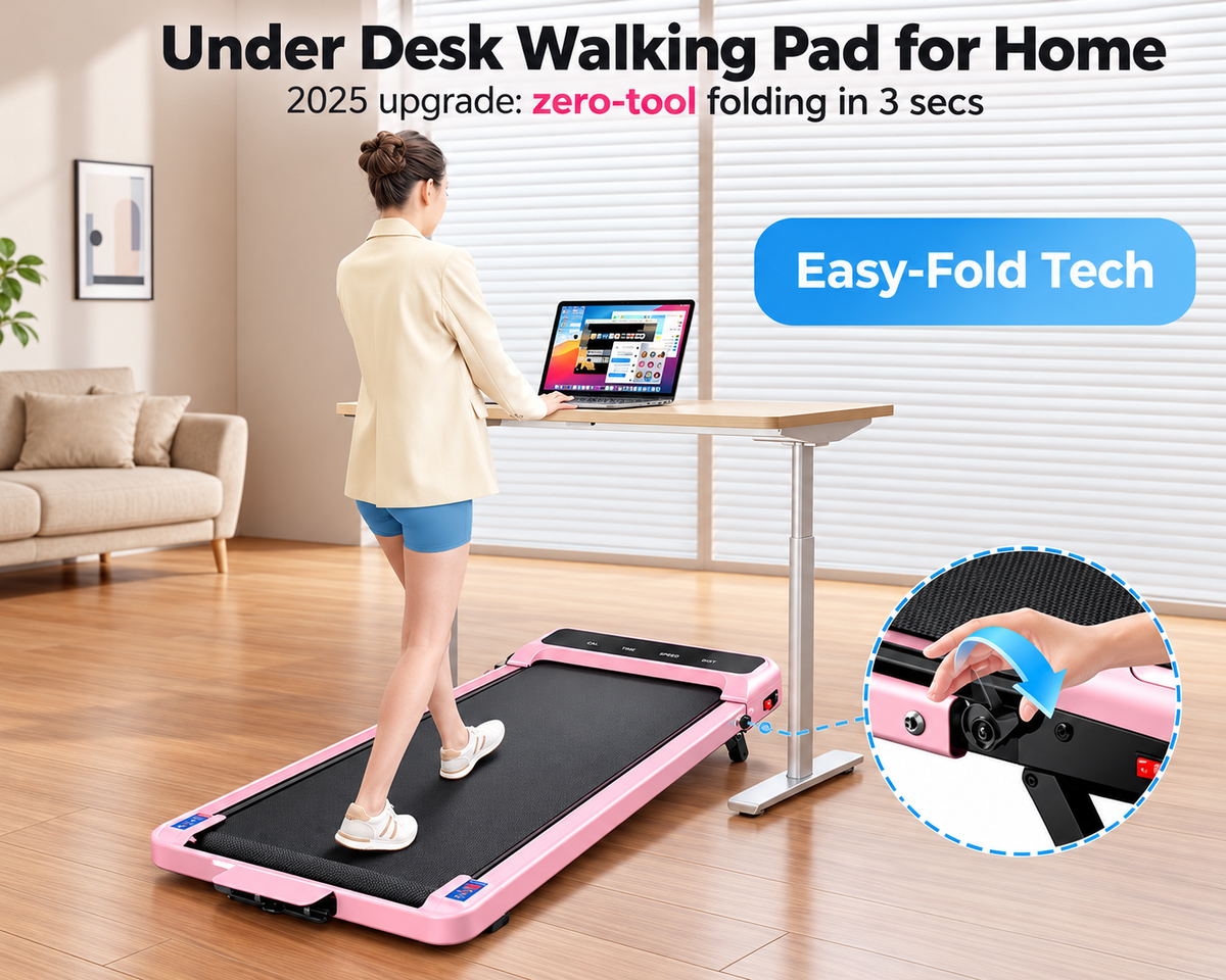 Foldable Walking Pad Treadmill Compact Flat