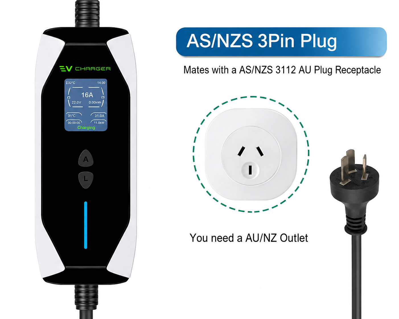 Portable EV Charger Type2 Electric Car Charger 16A