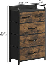 Tall Boy 5 Drawers Chest of Drawers