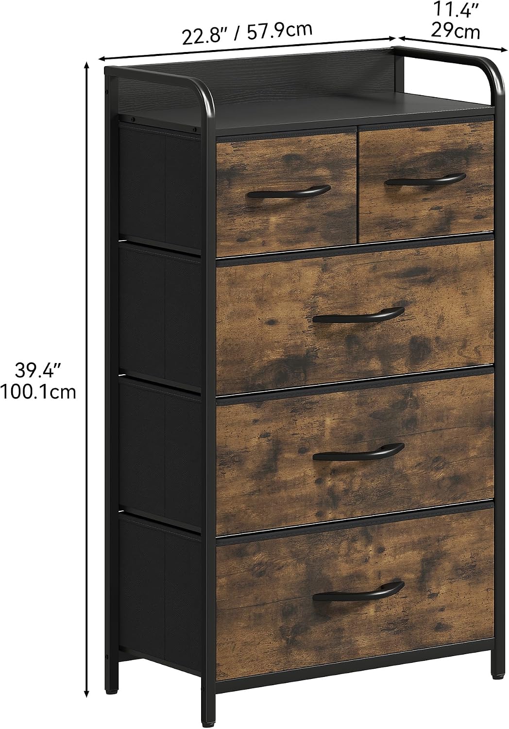 Tall Boy 5 Drawers Chest of Drawers