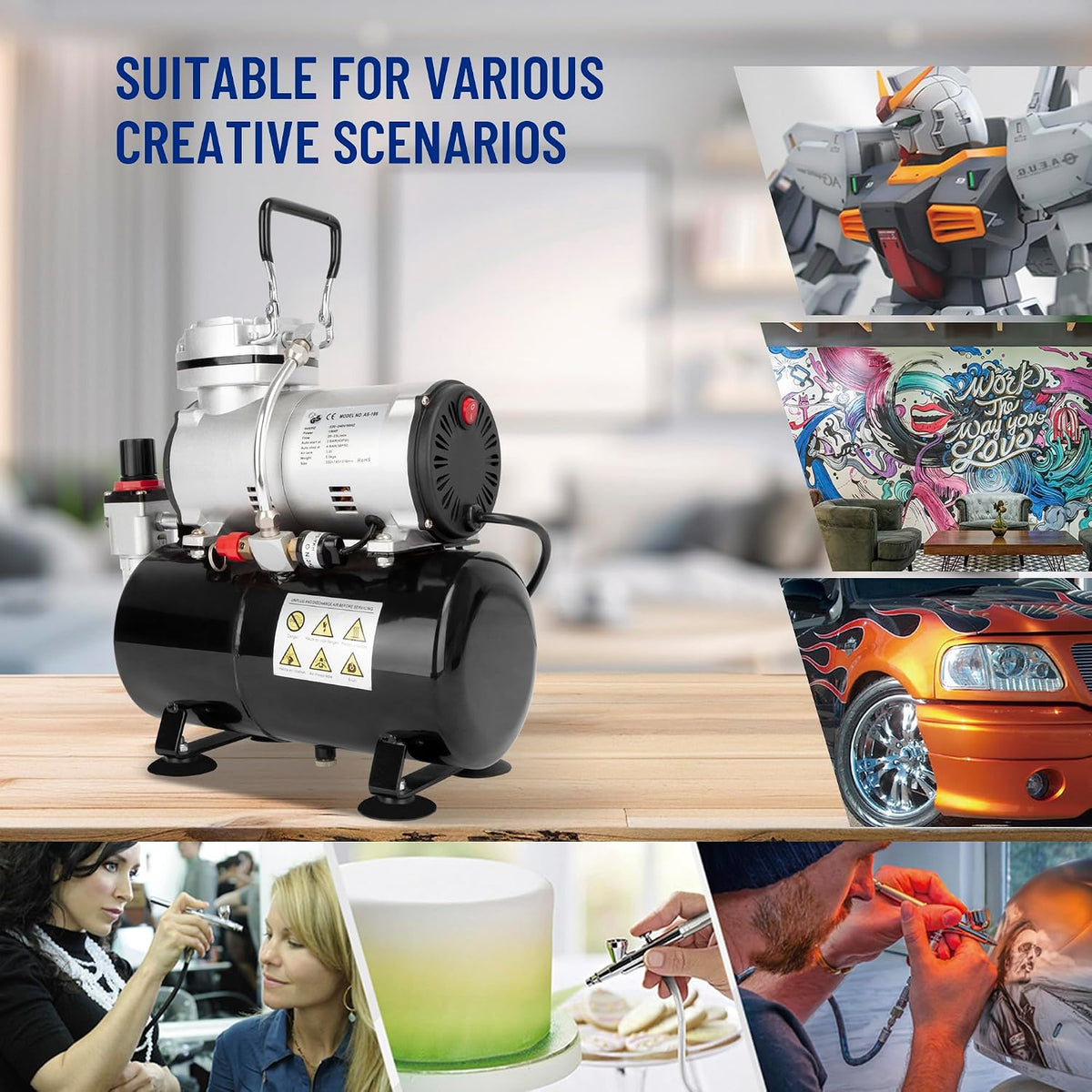 Air Brush Compressor For Spray 1/6Hp 3L