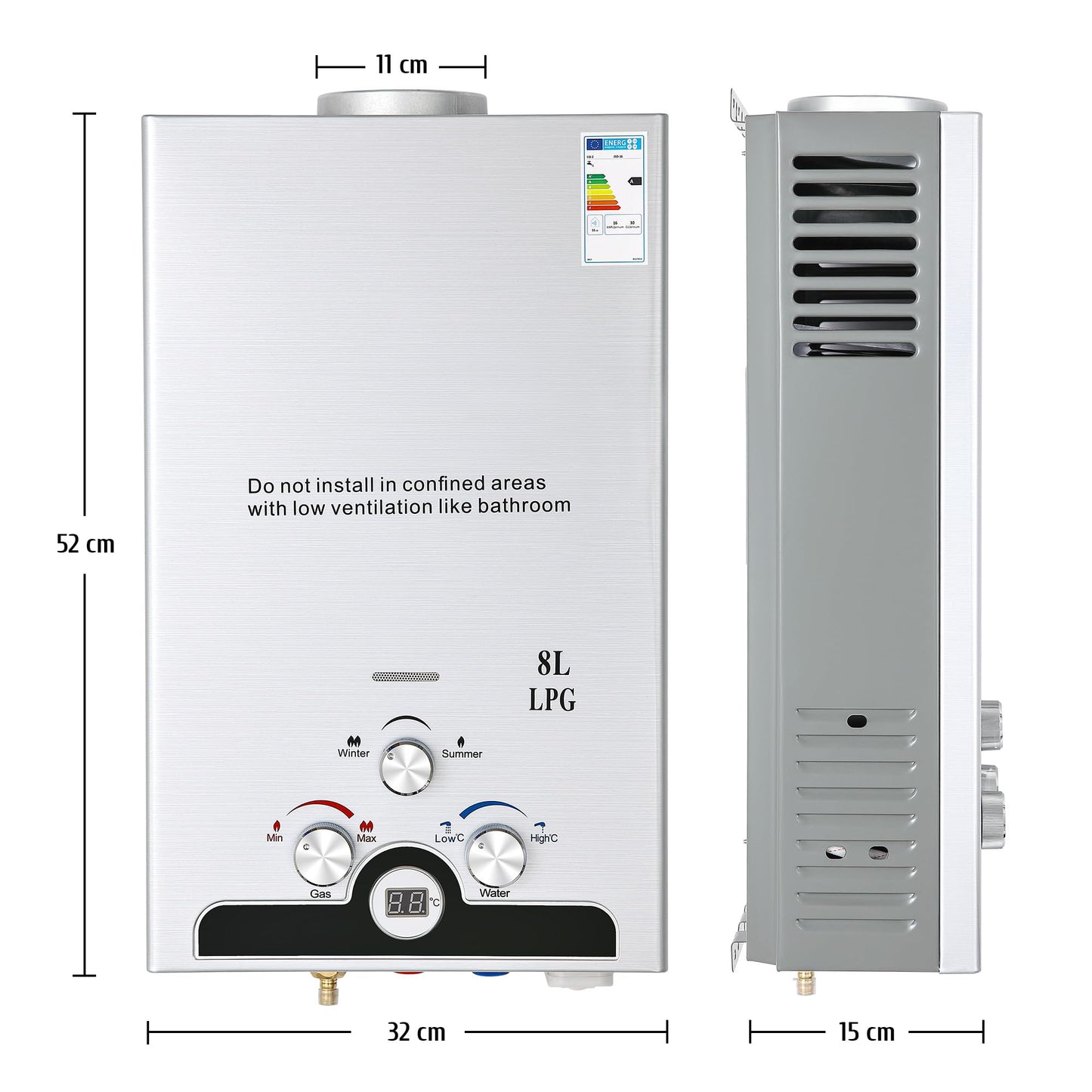 Gas Water Heating 8L + 12V Pump