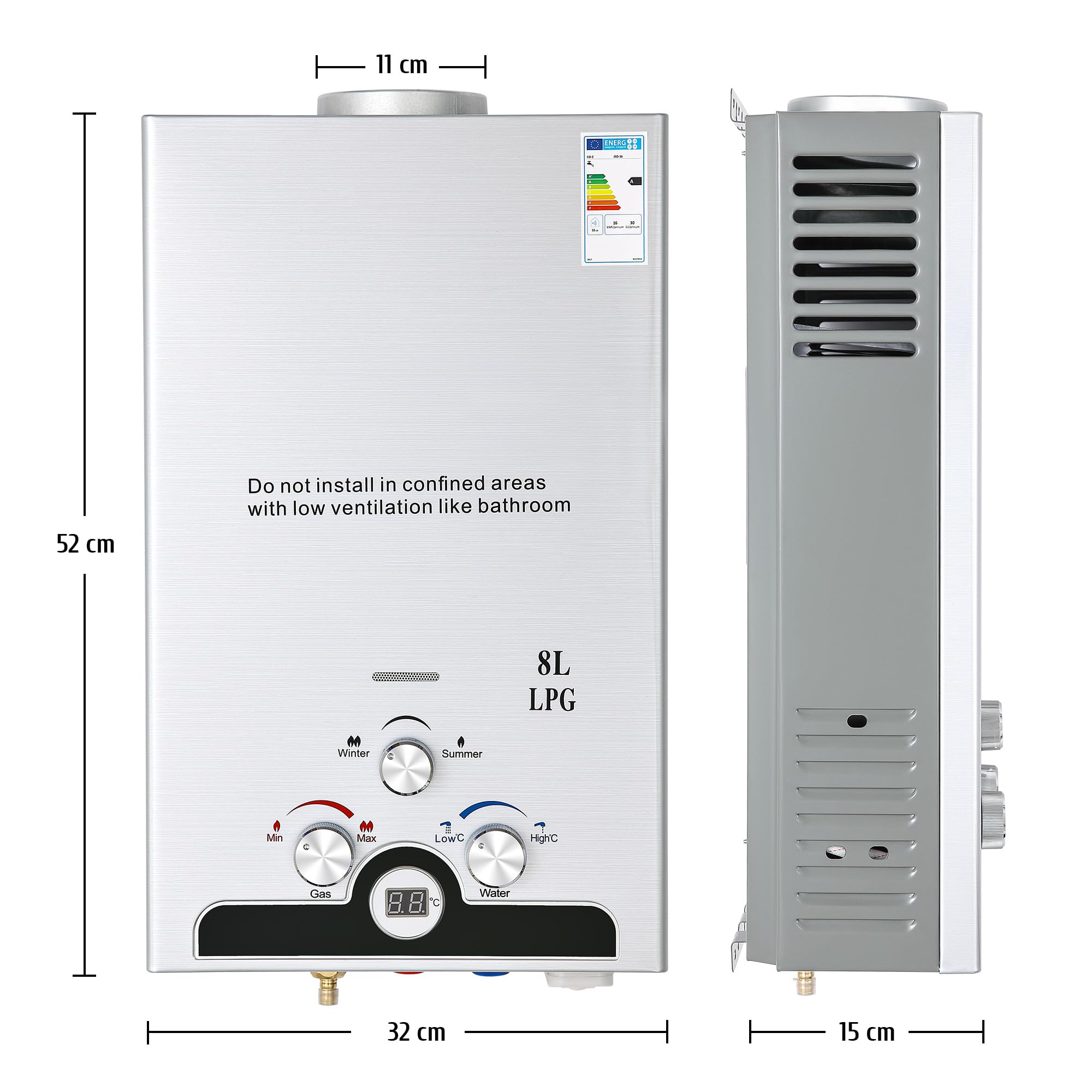 Gas Water Heating 8L + 12V Pump