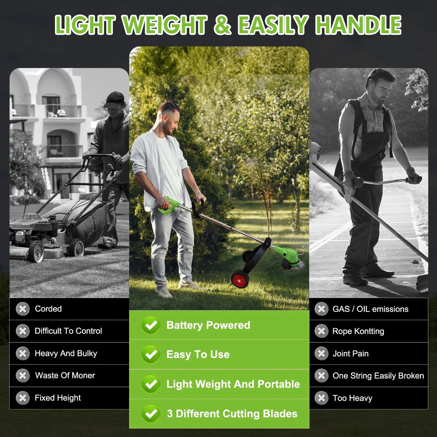 Cordless Electric Grass String Trimmer Lawn Cutter Brush Mower Whipper Snipper