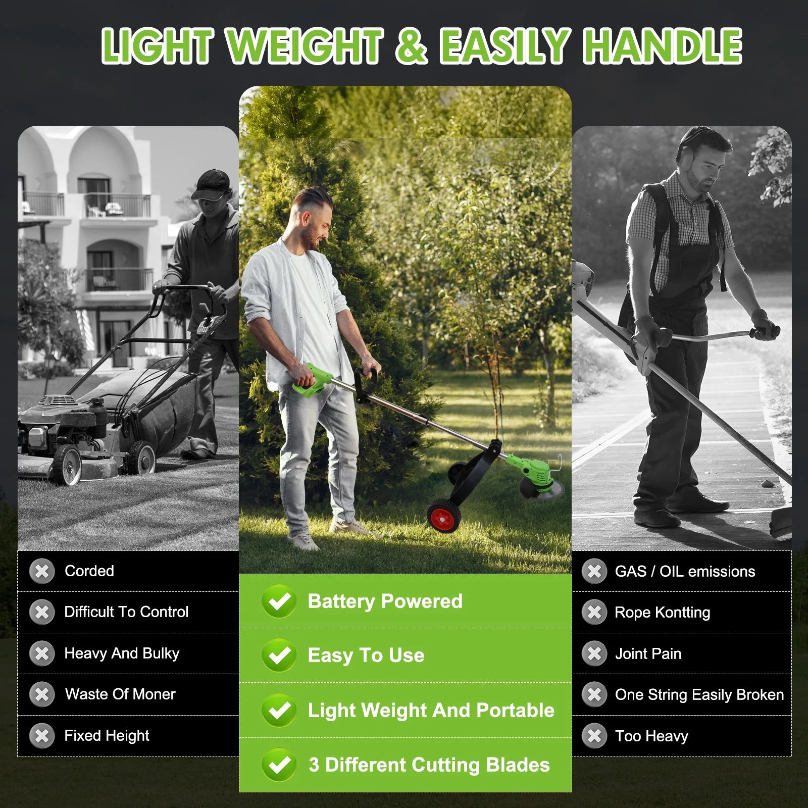Cordless Electric Grass String Trimmer Lawn Cutter Brush Mower Whipper Snipper