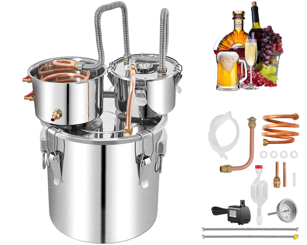Alcohol Distiller 50L - Dual Condenser Alcohol & Water Distiller Kit