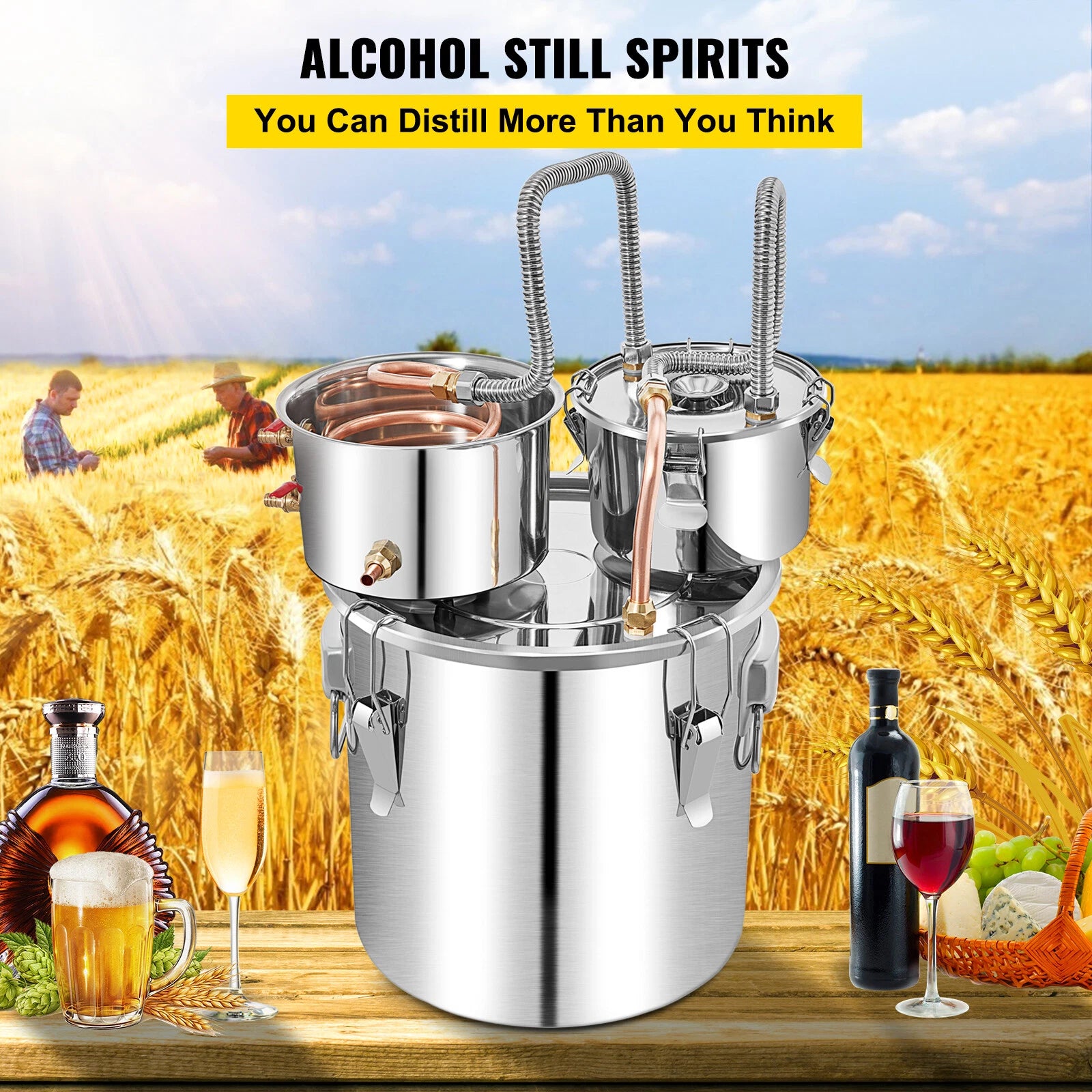 Alcohol Distiller 50L - Dual Condenser Alcohol & Water Distiller Kit