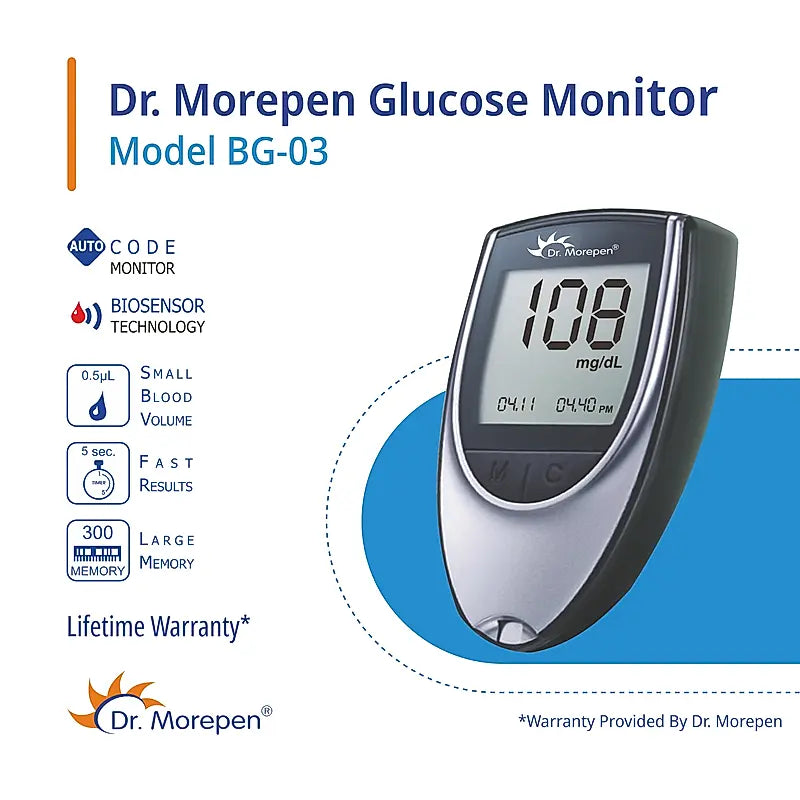 Dr. Morepen BG-03 Gluco One Glucometer Combo, 50 Strips