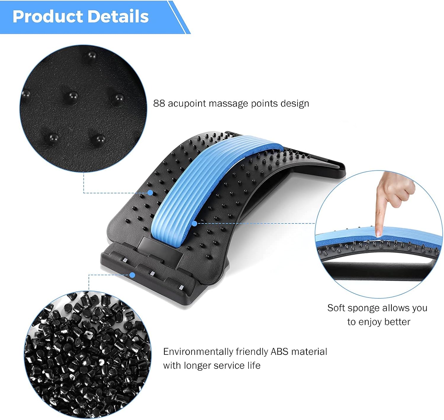 Adjustable Back Stretcher – Multi-Level Lumbar Support for Pain Relief in Bed, Chair, or Car