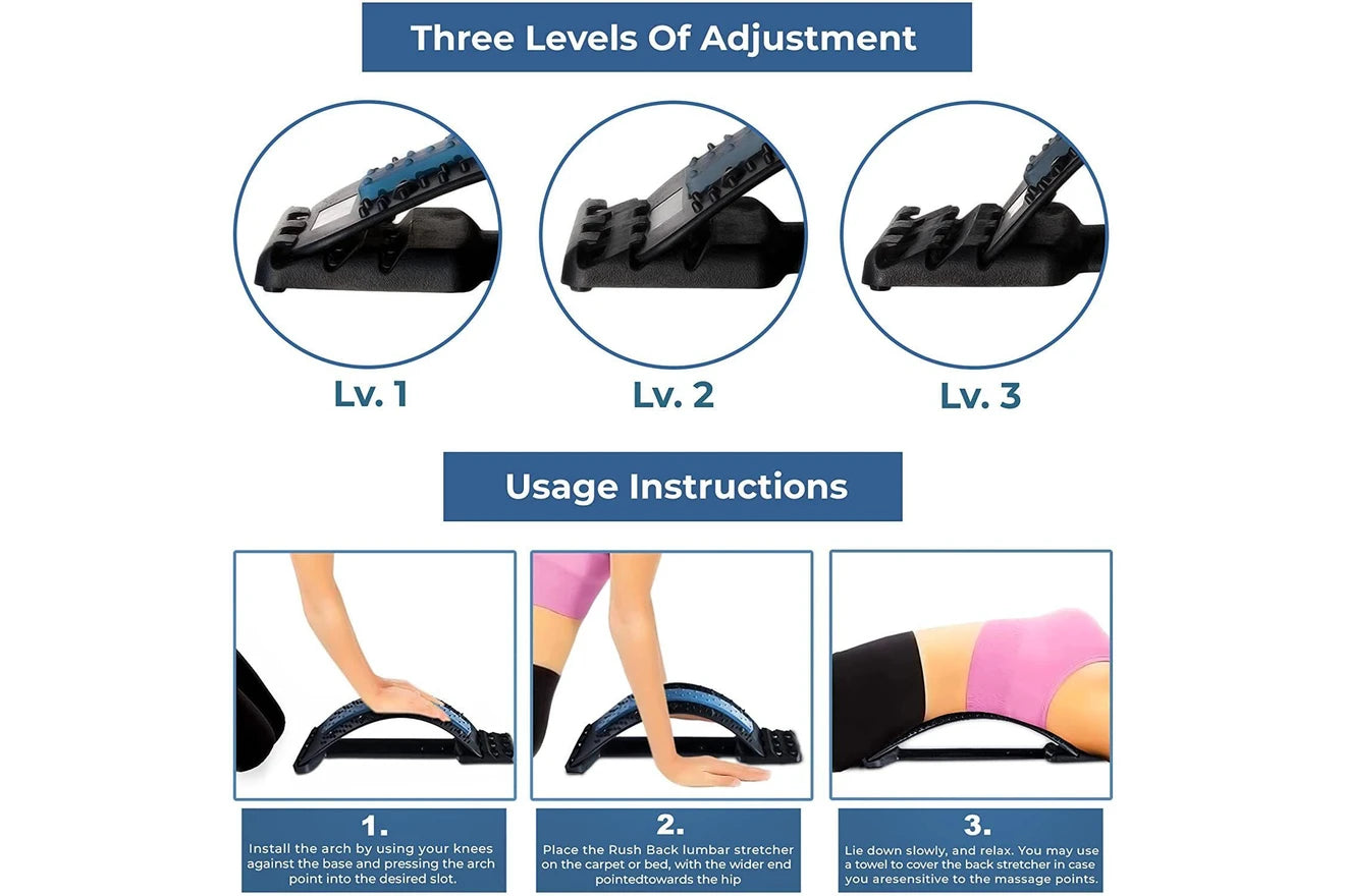 Adjustable Back Stretcher – Multi-Level Lumbar Support for Pain Relief in Bed, Chair, or Car