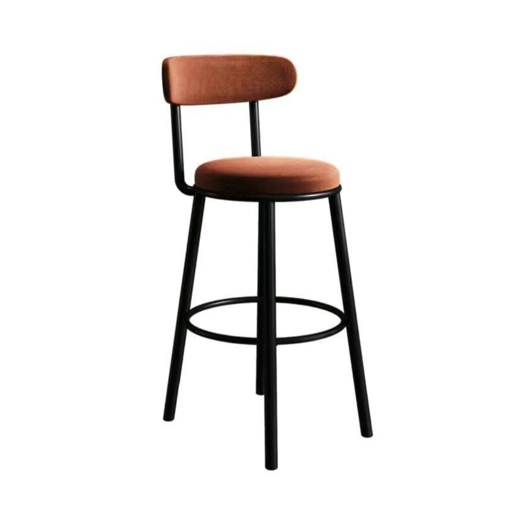 Bar Stools, Velvet Upholstered Kitchen Island Stool (Brown)